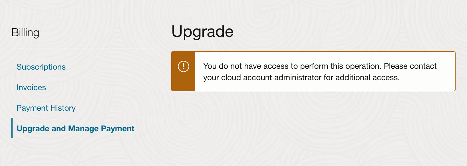 Oracle Cloud, upgrade error
